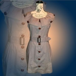 Brown Button Down Belted Midi Dress